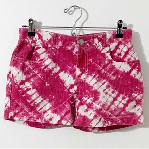 Children’s Place Tie Dye Denim Jean Adjustable Shorty Shorts Magenta White